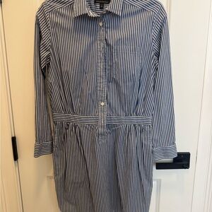 Banana Republic Navy and White Striped Shirt Dress